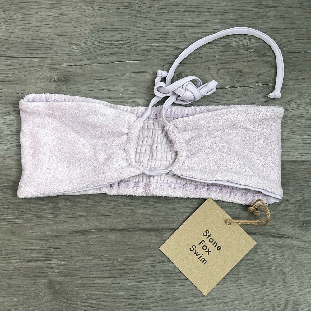 NWT stone fox swim orchard petal Terry meadow bikini top purple size small